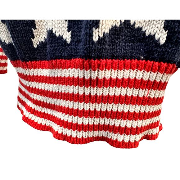 Perry Ellis Vintage 1980s American Flag Intarsia Knit Evil Knievel Levis Sweater - Picture 7 of 10